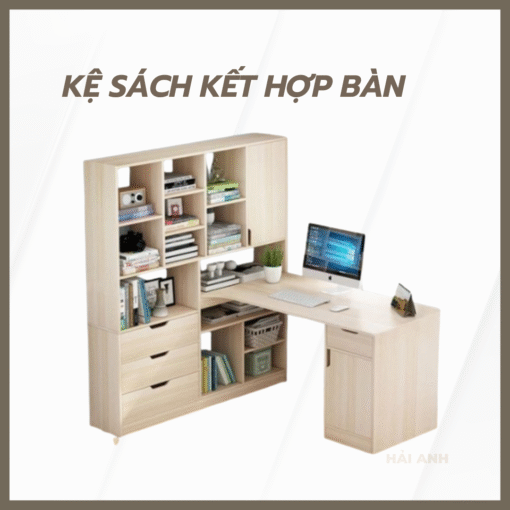 Kệ sách kết hợp bàn học